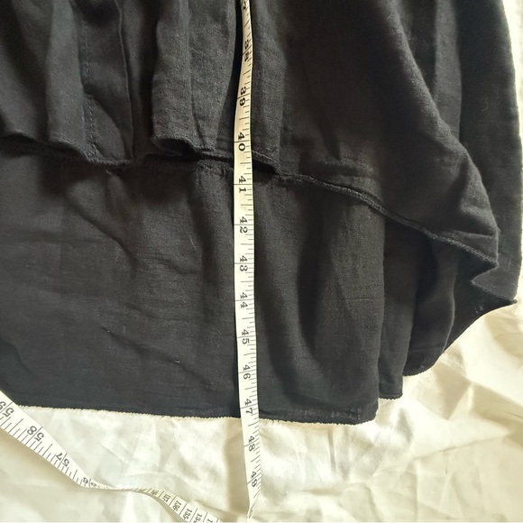 Tempo Paris Linen Cotton Shirt Dress Black M/L Made in Italy Button Front - Picture 8 of 9